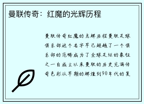 曼联传奇：红魔的光辉历程